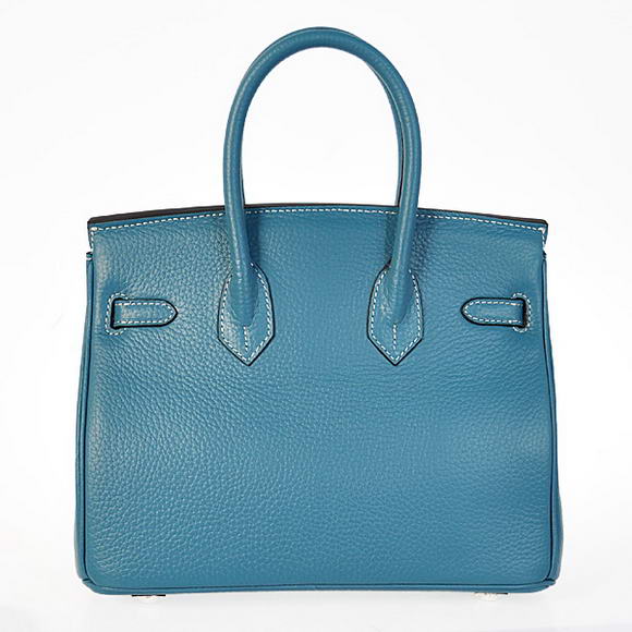 Super A Replica Hermes Birkin 25CM Tote Bags Togo Leather Blue Silver 60799 - Click Image to Close